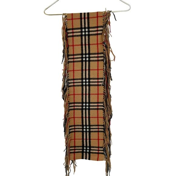 Burberry London Plaid Happy Double Fringe Cashmere Scarf - Picture 1 of 4